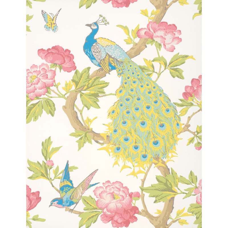 Little Greene Pavona wallpaper in Blanche
