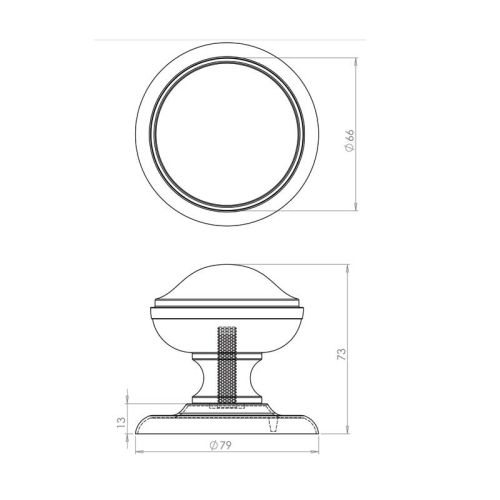 Centre Door Knob 66mm JV59SC Satin Chrome