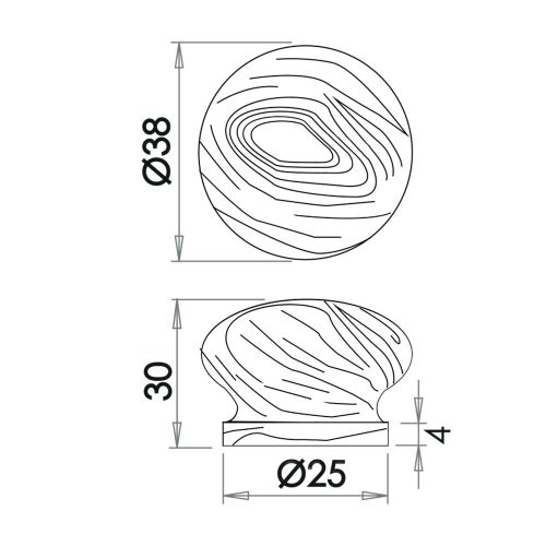 Varnished wooden knob 38mm