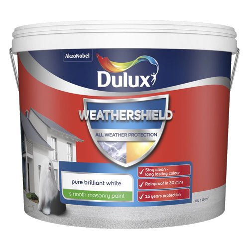 Dulux Weathershield All Weather Protection Smooth Masonry Pure Brilliant White 10L