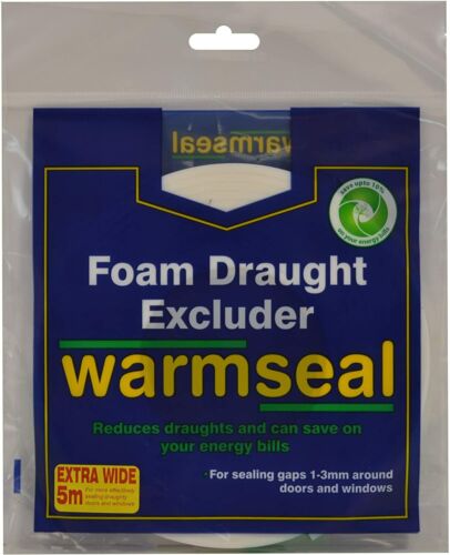 White PVC Foam Draught Excluder 15m