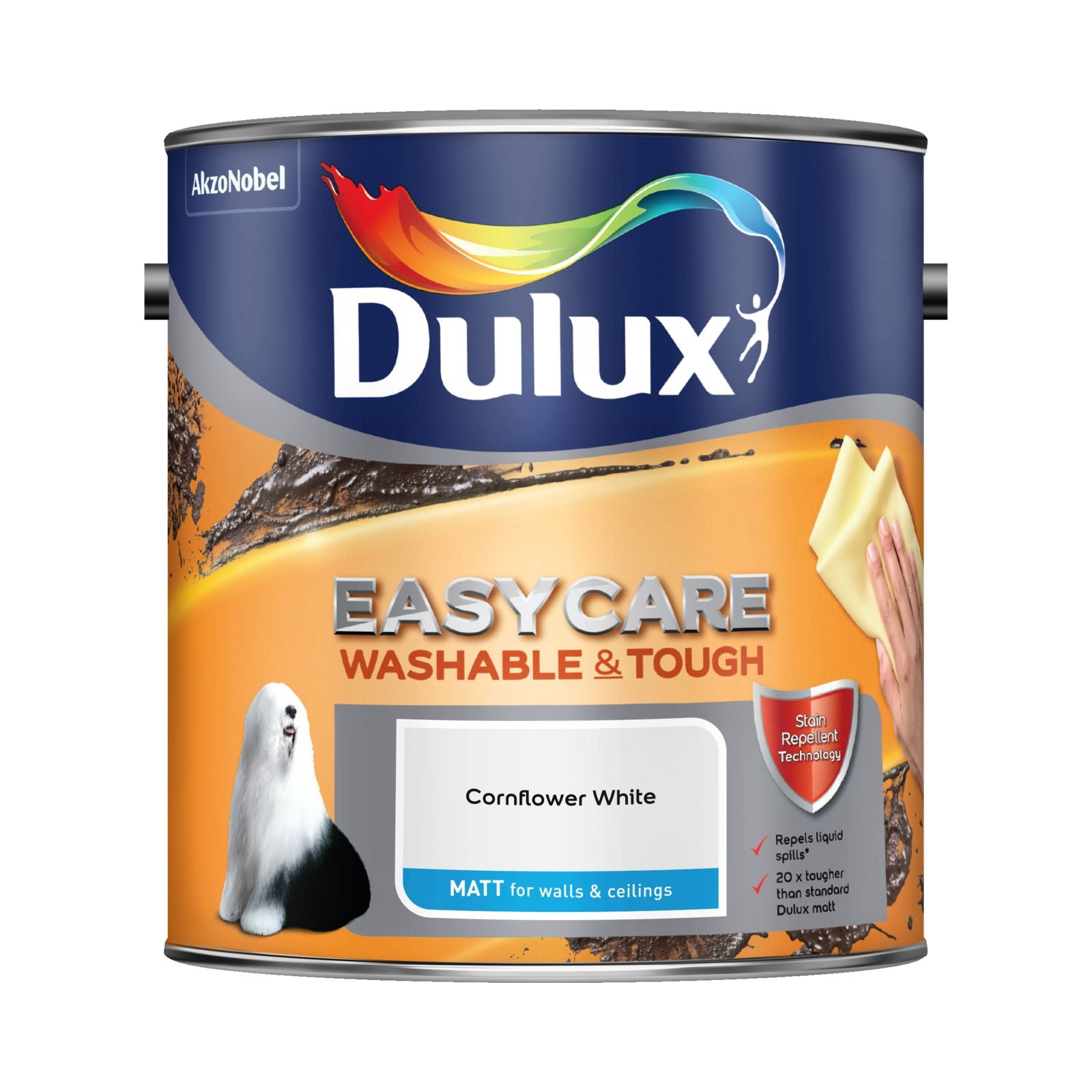 Dulux Easycare Cornflower White Washable & Tough Matt Paint 2.5L – Decor Express London.
