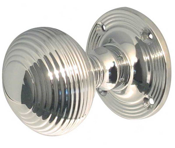 Reeded Mortice Door Knob, Polished Chrome - JR6MPC