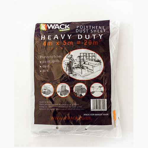 Kwack Heavy Duty Polythene Dust Sheet 4mx5m