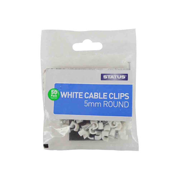 Cable Clips Round White 5mm