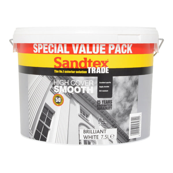 Sandtex Trade High Cover Smooth Masonry Brilliant White 7.5L
