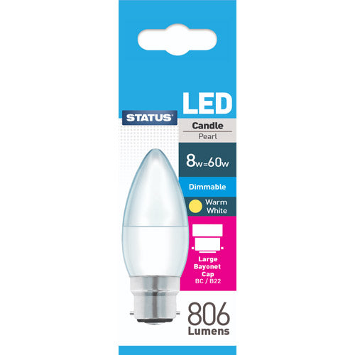 Status LED Candle BC 8W Dimmable