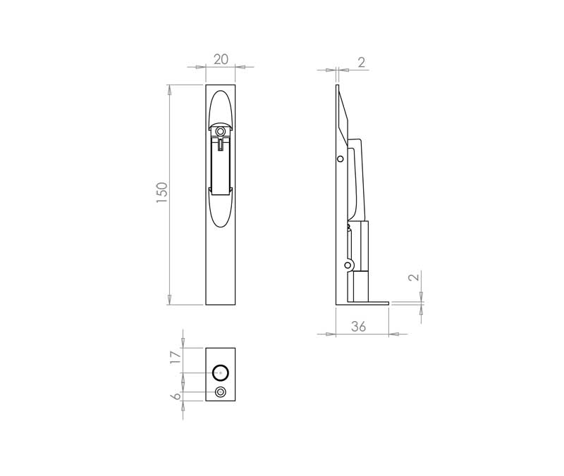 Lever Flush Bolt Aluminium 152 SAA J5640A