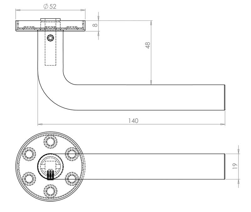 Radium Door Handle on Rose Grade Polished Stainless Steel JPS304