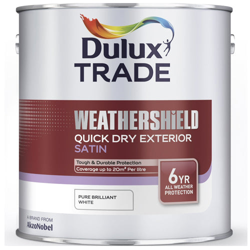 Dulux Trade Weathershield Quick Dry Satin Pure Brilliant White 2.5L
