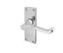 Polished Chrome Door Handles internal latch Victorian Scroll lever on backplate