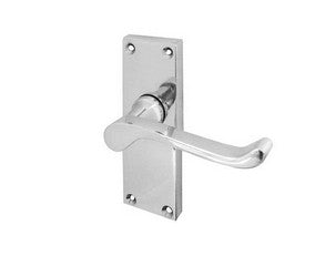 Polished Chrome Door Handles internal latch Victorian Scroll lever on backplate