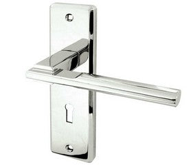 The Delta JV3003PC Lever Lock On Backplate Handle - Polished Chrome