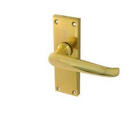 Victorian Straight Polished Brass Lever Latch on Short