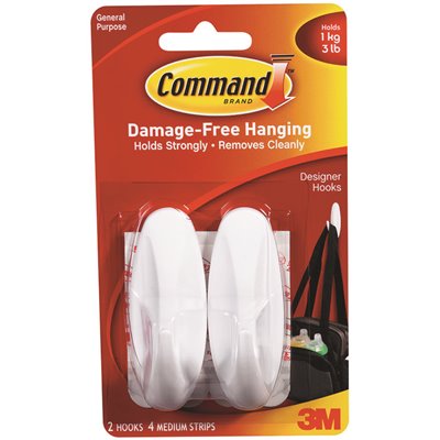 3M Command Hooks White