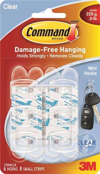 Mini Clear Hooks with Clear Strips
