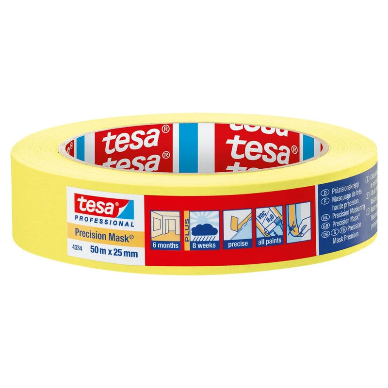 Tesa Professional 4334 Precision Masking Tape Yellow 25mm x 50m