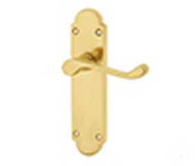 Epsom JV251PB Lever Latch On Backplate Handle - Polished Brass