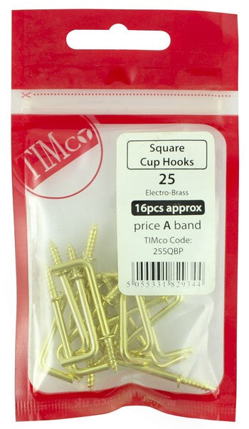 Square Cup Hooks E/Brass